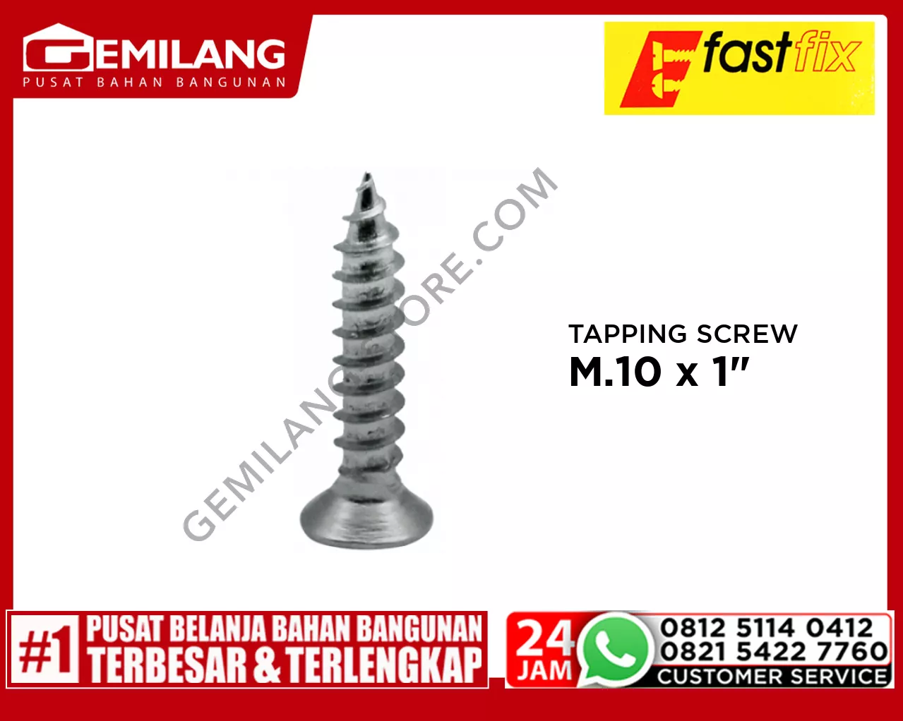 CSK TAPPING SCREW M.10 x 1inch 20pc